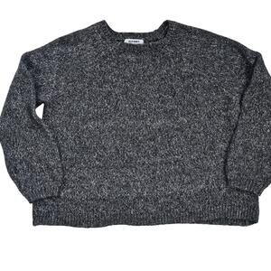 Old Navy black marl crewneck sweater cropped fisherman preppy Medium